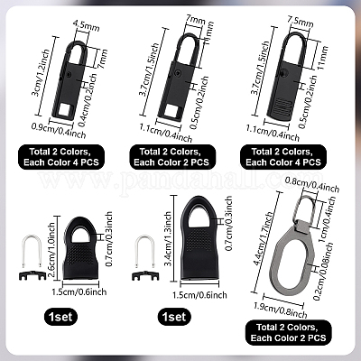 Наборы слайдеров для застежек-молний из сплава и резины&nbsp;FIND-PH0027-34-1