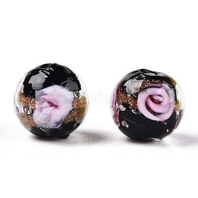 Светящиеся бусины лэмпворк из золота и песка ручной работы LAMP-T021-03K-1