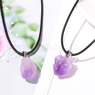 Натуральный аметист необработанные грубые самородки подвески ожерелья&nbsp;FS-WGF5E50-01-1