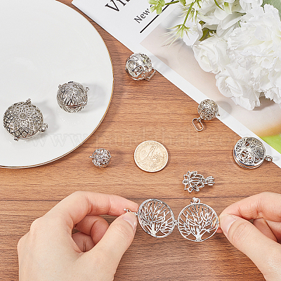 8 шт. 8 стиля подвески из латуни и сплава с полой клеткой KK-SC0004-30-1