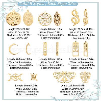  SUNNYCLUE 1 Box 16Pcs 8 Styles Real 14K Gold Plated