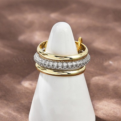 Латунные микро проложить пальцев кольца кубического циркония RJEW-D325-01PG-06-1