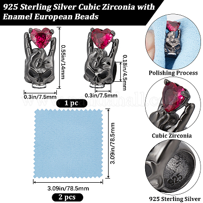 1 шт. 925 бусины из стерлингового серебра с кубическим цирконием европейские&nbsp;STER-BBC0005-73-1