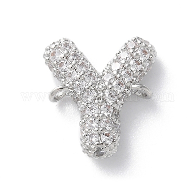 Латунные микро-паве кубические цирконии буквы соединения KK-I717-04Y-P-1