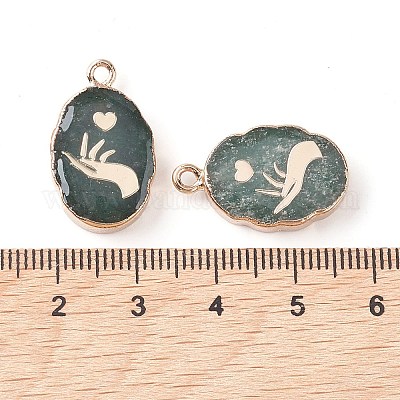 Овальные подвески из натурального зеленого авантюрина G-C102-07G-05-1