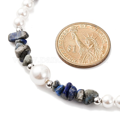 Браслеты и ожерелья из натуральных бусин лазурита SJEW-JS01357-02-1