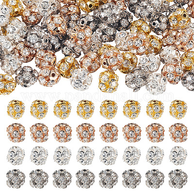 80шт 4 цвета латунные бусины со стразами KK-TA0002-11C-1