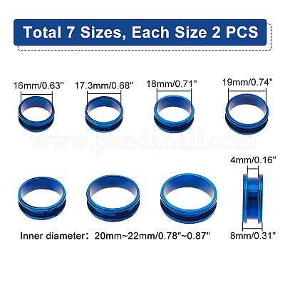14 шт. набор из 7 колец унисекс из нержавеющей стали с рифлением RJEW-UN0002-65BL-1