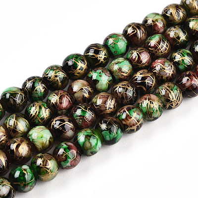 Выпечка окрашенные стеклянные бусины пряди X1-DGLA-N003-6mm-B07-1