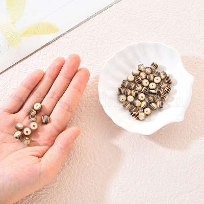 50 шт. Прозрачные бусины из смолы в полоску RESI-YW0001-02A-1