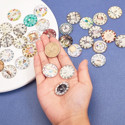 Печатные стеклянные кабошоны GGLA-YW0001-01B-1