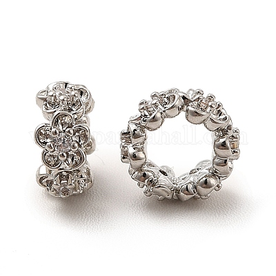 Реечное покрытие латунь микро паве кубический цирконий цветочные бусины KK-C010-33-1