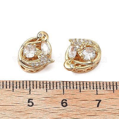 Латунные микро проложить кубического циркония бусы KK-A259-09G-1