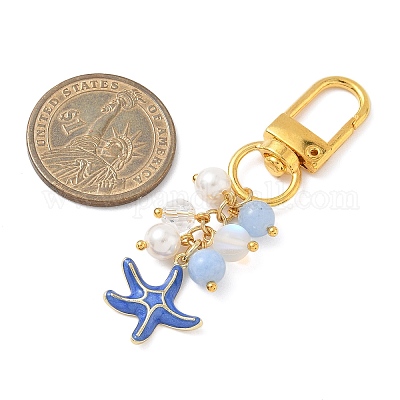 Подвесные украшения из латунной эмали в виде морских звезд HJEW-JM04084-1