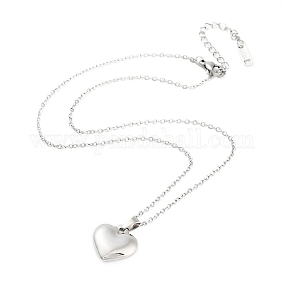 Не тускнеющие ожерелья с подвеской в форме сердца из нержавеющей стали 304 NJEW-G083-01B-P-1