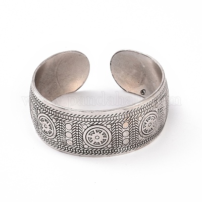 Богемный браслет в тибетском стиле из сплава с толстой открытой манжетой для женщин BJEW-E002-01AS-02-1