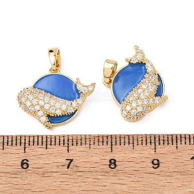 Латунные подвески с микропаве из кубического циркония и эмали KK-F917-02G-1