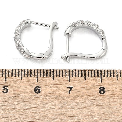 Серьги-кольца из латуни с прозрачным фианитом EJEW-Q016-15P-1