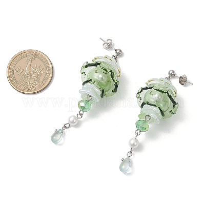 3 пара серег-гвоздиков с подвесками в виде ракушек-медуз из нержавеющей стали 304 EJEW-TA00773-1