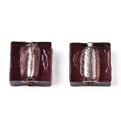 Бусины ручной работы бусины серебряной фольгой FOIL-S006-12x12mm-05-1