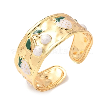 Браслеты-манжеты из нержавеющей стали 304 с эмалью для женщин BJEW-B159-02G-1