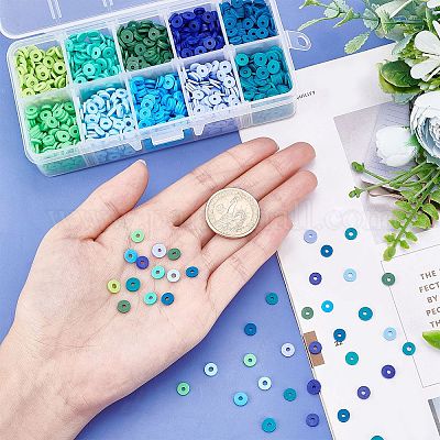 Wholesale SUNNYCLUE 2700Pcs 10 Colors Flat Round Eco-Friendly Handmade  Polymer Clay Beads 