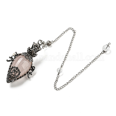 Натуральный розовый кварц маятник с большой подвеской G-H293-01AS-09-1