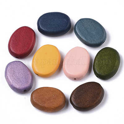 Расписные бусы из натурального дерева WOOD-R265-06-1