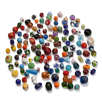 手作りランプワークビーズ 混合図形 ミックスカラー 11~21.5x7.5~21x7 