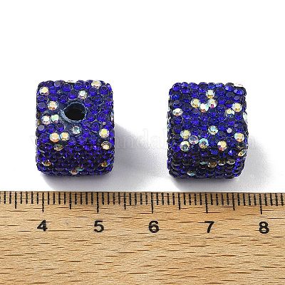 Бусины из полимерной глины в форме куба со стразами CLAY-NH0001-08A-1