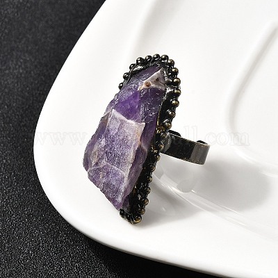 Открытые кольца-манжеты с натуральными драгоценными камнями неправильной формы G-A278-03AB-1