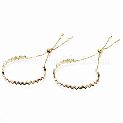 Латунь микро проложить кубический цирконий слайдер браслеты BJEW-S142-030-NF-1