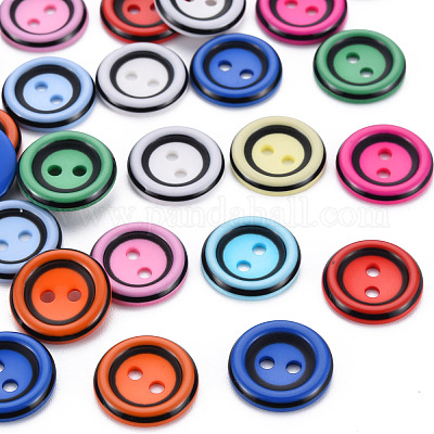 500 Pcs 2 Hole Color Mixed Round Resin Buttons For Sewing