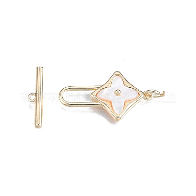 Застежки-тоггл из натуральной пресноводной белой латуни KK-T062-235G-1