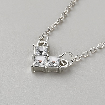 Ожерелья с подвесками из сплава сердечек и страз&nbsp;SJEW-WH0008-07P-1