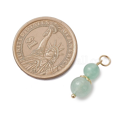 3 шт. 3 стильных круглых подвески из натурального зеленого авантюрина PALLOY-JF04701-02-1