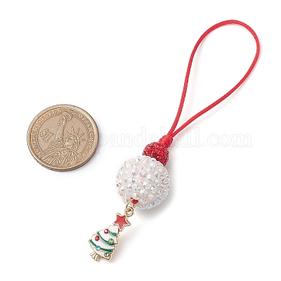 Рождественская елка из сплава эмали с подвесками из стразов HJEW-JM02097-1