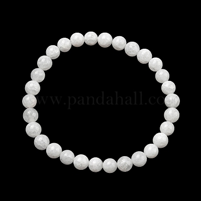 Браслеты из натурального белого нефрита с круглыми бусинами BJEW-F202-06-01-1