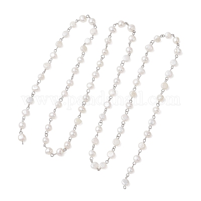 Цепочки из натурального культивированного пресноводного жемчуга&nbsp;AJEW-JB01585-01-1