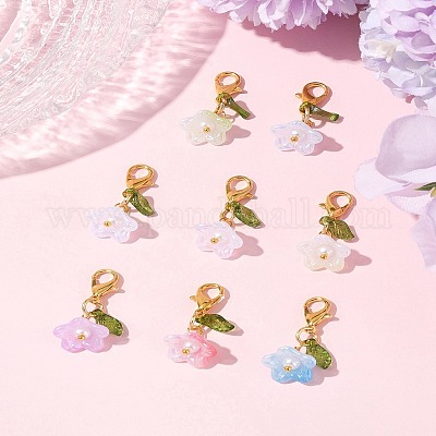 8 шт. 8-х цветные акриловые подвесные украшения-цветы HJEW-FS00034-04-1