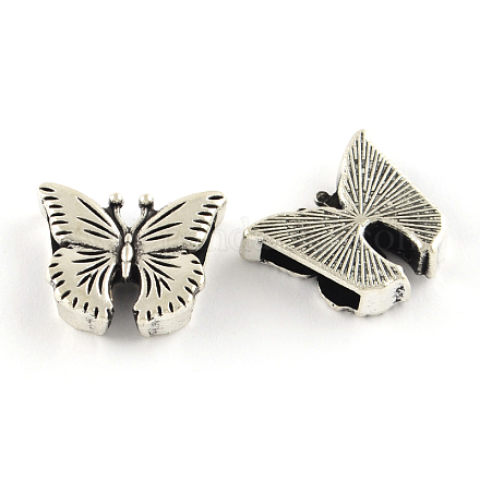 Tibetan Style Alloy Butterfly Slide Charms TIBEB-Q064-81AS-RS-1
