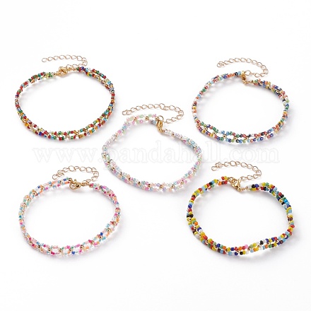 Runde Armbänder aus Glasperlen im gemischten Stil BJEW-JB05870-1