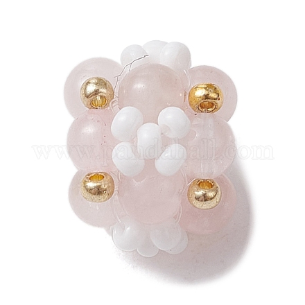 Натуральный розовый кварц и стеклянные бусины-кластеры PALLOY-MZ00591-01-1