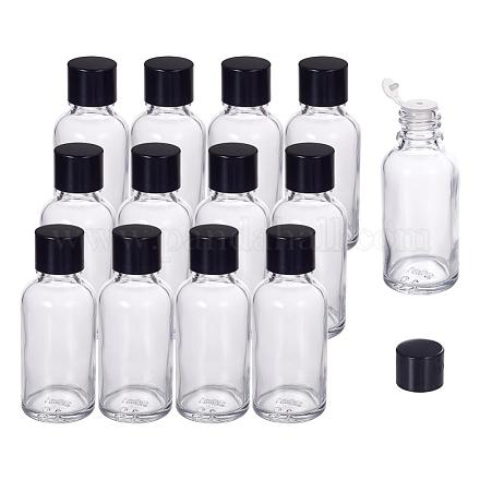 Benecreat 20 paquete de botella de vidrio redonda Boston de 1 oz con tapa de plástico negro y reductores de orificios para aceites esenciales y otros líquidos de belleza MRMJ-BC0001-74-30ml-1