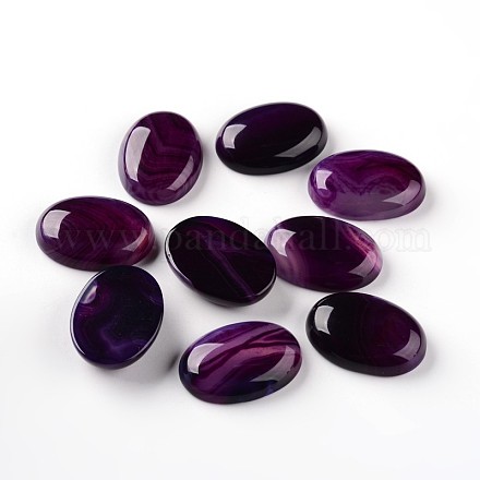 Oval Natural Striped Agate/Banded Agate Cabochons G-I172-22x30mm-07-1