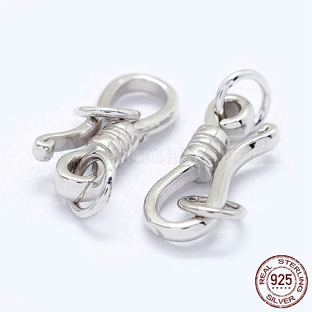 Rhodium Plated 925 Sterling Silver S-Hook Clasps STER-I016-120C-P-1