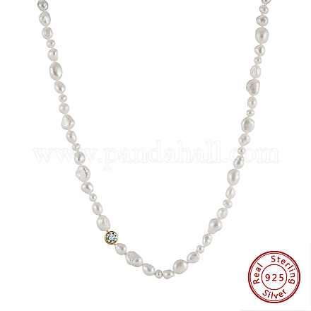 925 collares de cuentas de plata de primera ley con perlas naturales NJEW-Z030-09G-1