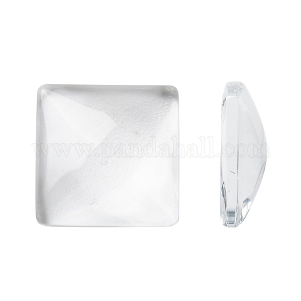 Transparent Glass Square Cabochons GGLA-S022-15mm-1