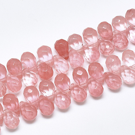 Chapelets de perles en verre de quartz de cerise G-S357-C02-14-1