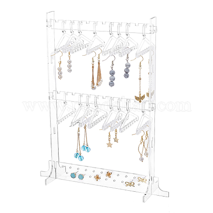 SUPERFINDINGS 1 Set Transparent Acrylic Earring Display Stand with 16pcs Coat Hangers Stud Earring Jewelry Show Holder Plastic Display Rack Stand Organizer for Jewelry Display Retail Store EDIS-FH0001-06-1